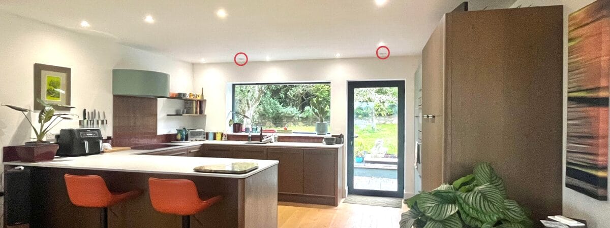 unico Torquay Bungalow Kitchen with unico outlets in the ceiling